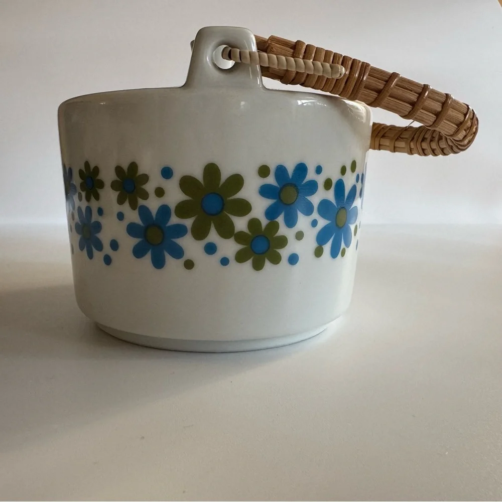 Vintage Takahashi Porcelain Teapot Bamboo‎ Handle Japanese 1960s